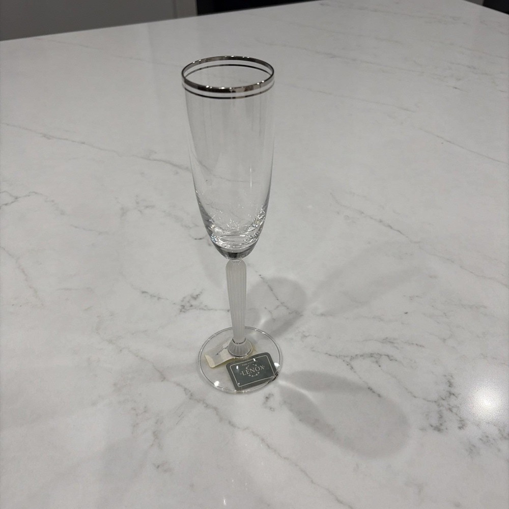 LENOX Federal Platinum Champaign Glass Frosted‎ Ribbed Stem Replacement Barware